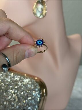Gold-Tone Blue Evil Eye Ring - Women Jewelry